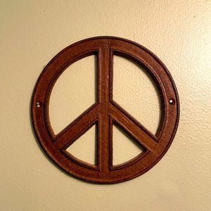 Vintage Cast Iron Peace Sign Wall Art